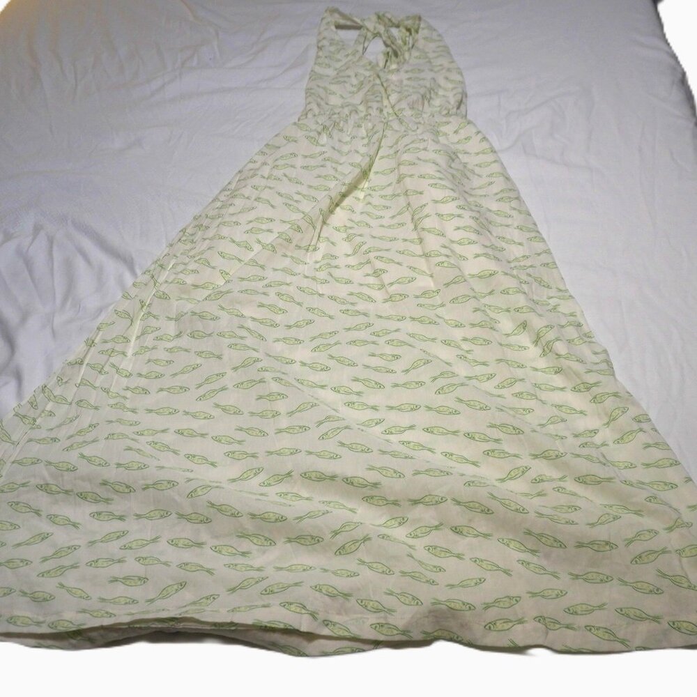 A New Day Whimsical Fish Print Halter Maxi Dress Sz L